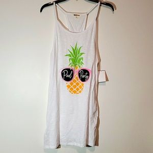 White Pineapple Pool Party Swimsuit Coverup